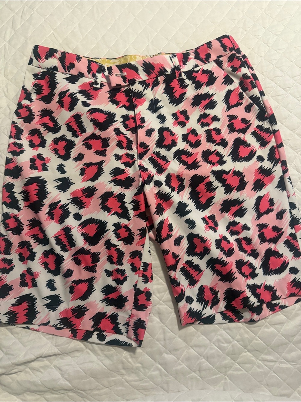 Loudmouth Pink & Black Leopard Print Bermuda Shorts